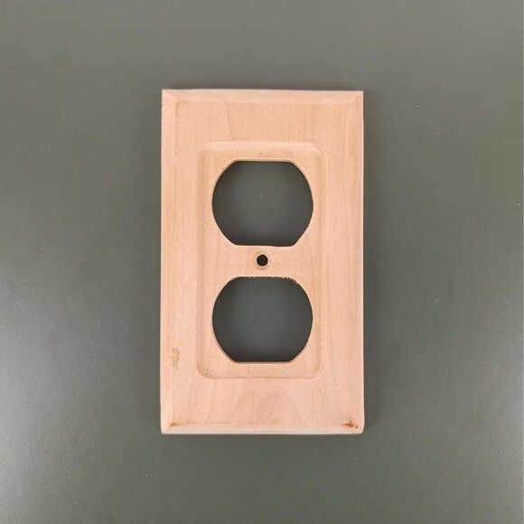 Raw Wood Single Outlet Cover Plate Metal Reinforcement Old New Stock - Picture 1 of 10